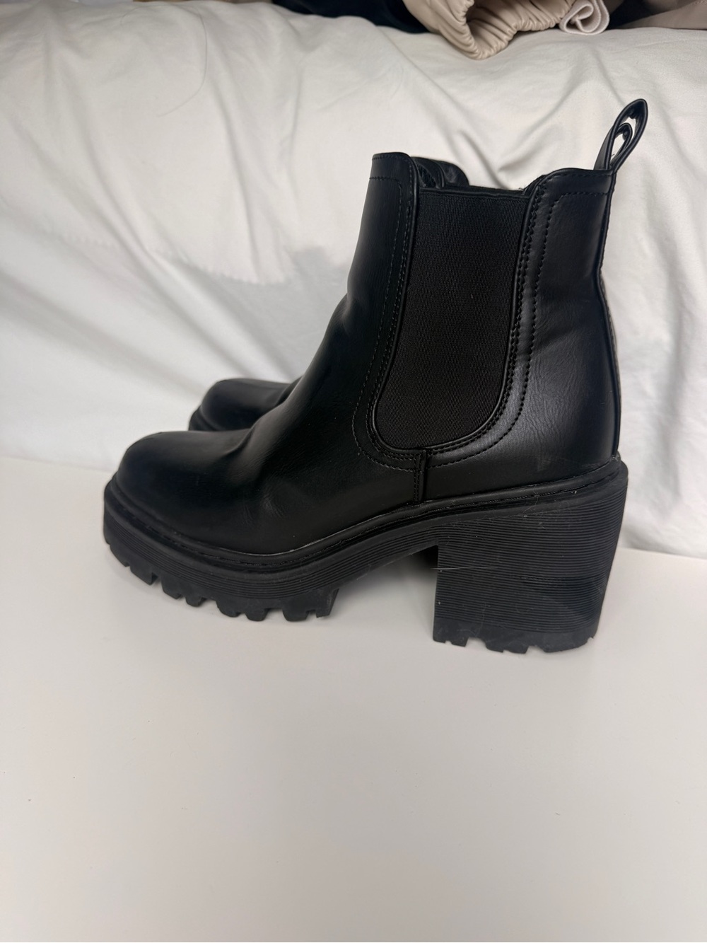 Black Chunky Chelsea Boots - Women